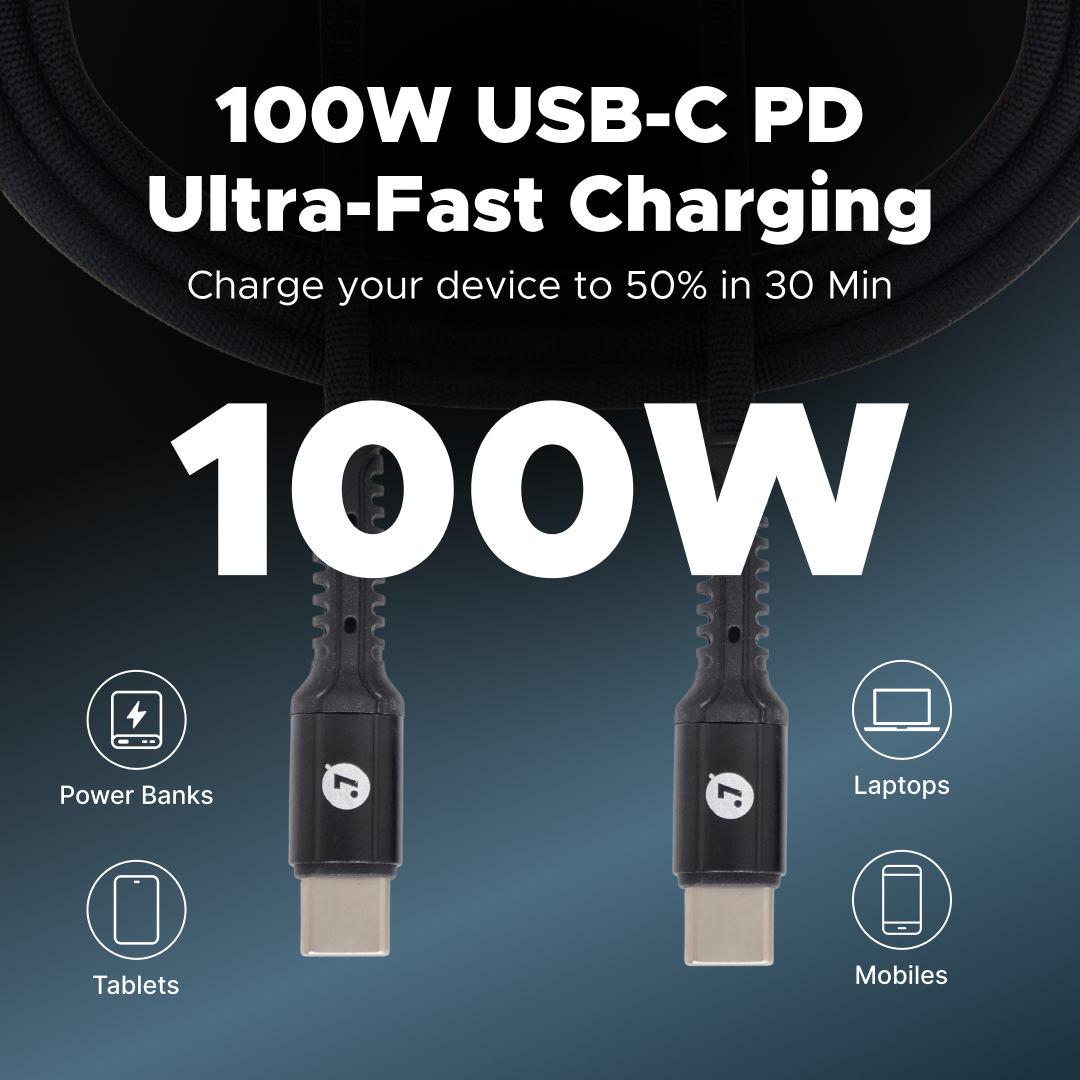 Dot7 USB-C to USB-C Cable – Black